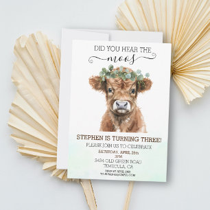 Heb je de Moos Highland Cow-verjaardagsuitnodiging Kaart