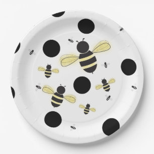 Heb je de ZOEKTOCHT gehoord Bijen Dot Baby Shower Papieren Bordje