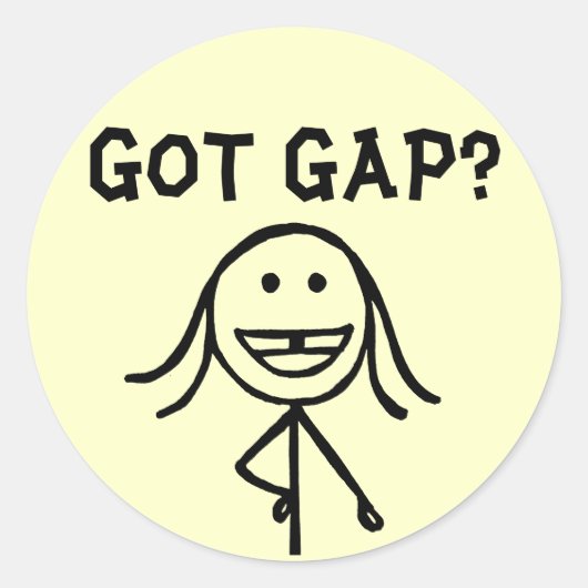 Heb je Gap? Tandmeisje met gladde tand Ronde Sticker (Voorkant)