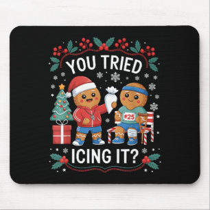 Heb je het grappige gemberkoek Kerstman geprobeerd Muismat
