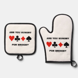 Heb je honger naar Bridge? Vier kaarteenheden Ovenwant & Pannenlap Set