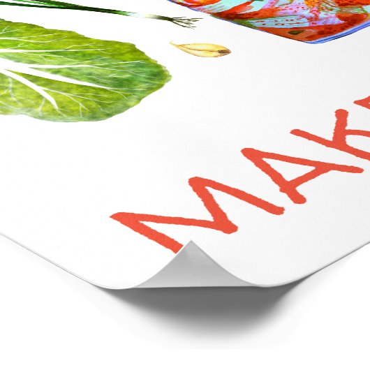 Heb je kool? Make Kimchi Fun Spicy Waterverf Poster (Hoek)