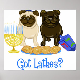 Heb je Latkes? Hanukkah Pug Posters