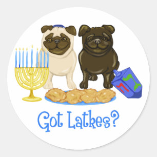 Heb je Latkes? Hanukkah Pug Stickers
