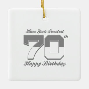 Heb je liefste 70ste verjaardag keramisch ornament