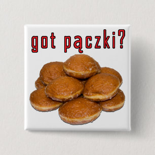 Heb je paczki ? Poolse dessert Vierkante Button 5,1 Cm
