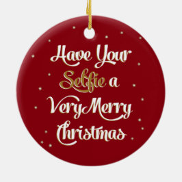 Heb je "Selfie"-kerstsierrood Keramisch Ornament
