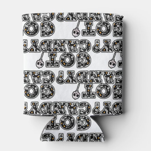 Heb je Snoep? Zwarte en witte schedels Sucker Hall Blikjeskoeler (Achterkant)