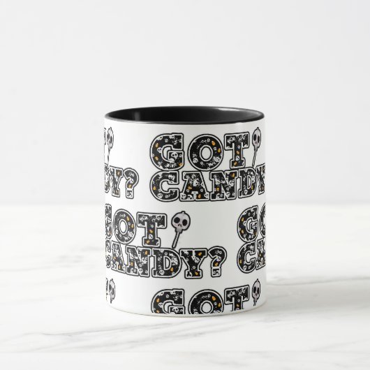 Heb je Snoep? Zwarte en witte schedels Sucker Hall Mok (Midden)