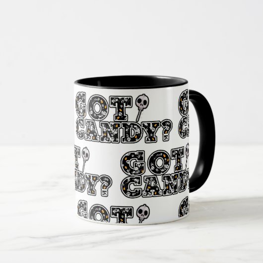 Heb je Snoep? Zwarte en witte schedels Sucker Hall Mok (Voorkant rechts)