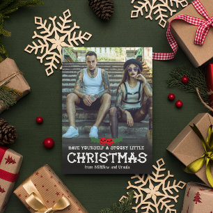 Heb jezelf een griezelige kleine kerstfoto feestdagenkaart