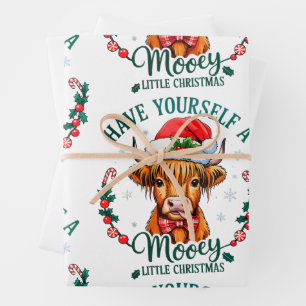 Heb jezelf een mooie kleine kerst Schattigee Koe Inpakpapier Vel