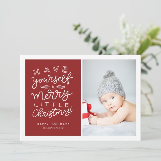 Heb jezelf een prettig kerstscript rood feestdagenkaart (Staand voorkant)