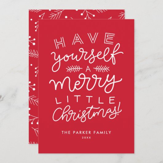 Heb jezelf een prettig kerstscript rood feestdagenkaart (Voorkant / Achterkant)