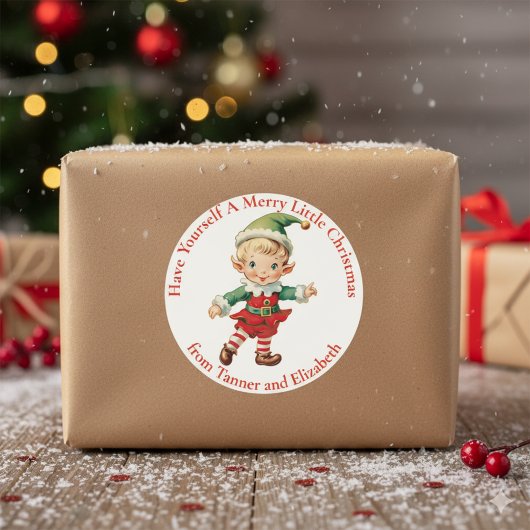 Heb jezelf een vrolijk kerst elf gewoonte ronde sticker