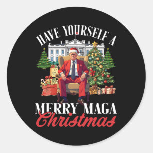 Heb jezelf een vrolijk mega kerstman kerstfeest le ronde sticker