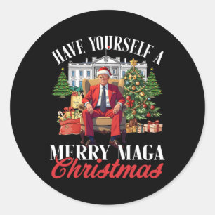 Heb jezelf een vrolijke kerstman Grappige Trump Ronde Sticker