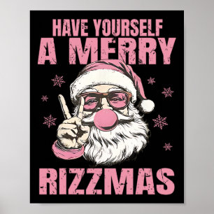 Heb jezelf een vrolijke Rizzmas Grappige Roze Kers Poster