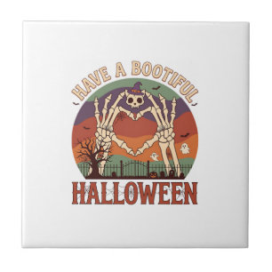 Heb Mooie Halloween Skelet Handen Kat Schedel W Tegeltje