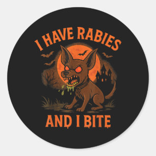 Heb Rabies Beet Halloween Hond Donkere Humor Ronde Sticker