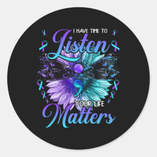 Heb tijd om te luisteren naar zelfmoordpreventie b ronde sticker