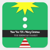 Heb uw Elf een prettige kerstcadeautje of envelop Vierkante Sticker (Voorkant)