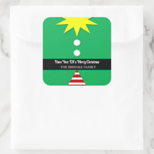 Heb uw Elf een prettige kerstcadeautje of envelop Vierkante Sticker