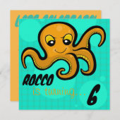 Heba de uitnodiging van de Octopus Custom Birthday (Voorkant / Achterkant)