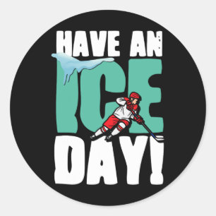 Hebben een ijsdag wintersport ijshockey puck st ronde sticker