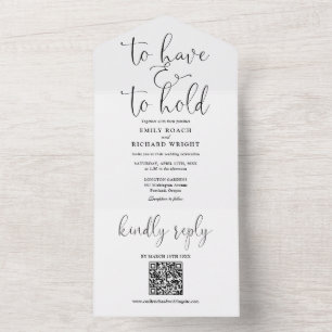 Hebben En In Bezit Zwart En Wit Huwelijks QR-code All In One Uitnodiging
