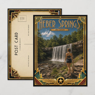 Heber Springs Arkansas Vintage Art Deco Gouden Tij Briefkaart