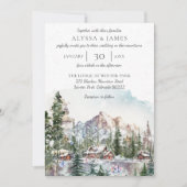 Hébergement d'hiver dans le Faire-part de mariage  (Devant)