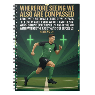 Hebreeën 12:1 KJV Voetbal Runner Notitieboek