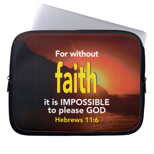 Hebreeuwen 11:6 ZONDER FAITH Christelijke Manuscri Laptop Sleeve (Voorkant)