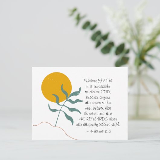 Hebreeuwen 11:6 zonder FAITH onmogelijke God Briefkaart (Staand voorkant)