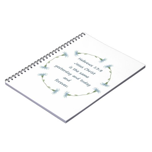 Hebreeuwen 13:8 Jezus is de Zelfde Bijbelscriptie Notitieboek (Linkerzijde)