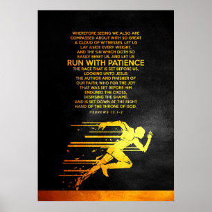 Hebreeuws 12:1-2 Bijbelversie Poster