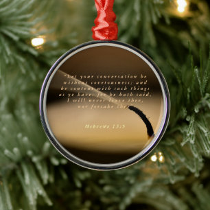 Hebreeuws 13:5 metalen ornament