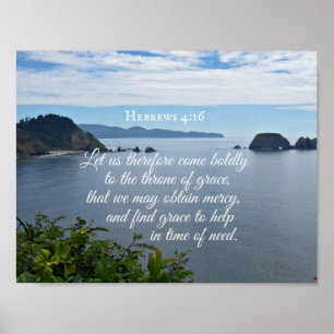 Hebreeuws 4:16 Laten we daarom moedig naar de Poster