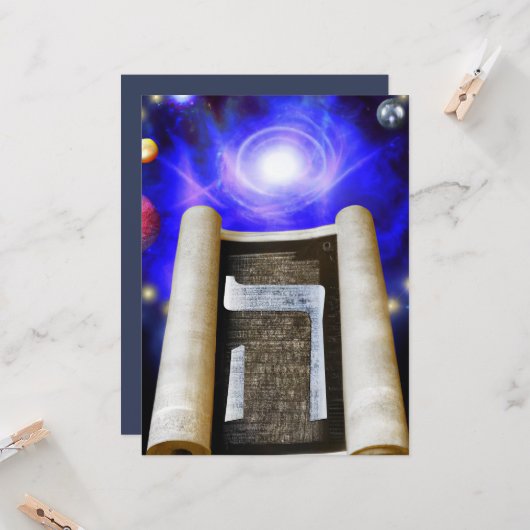 Hebreeuws Alphabet Invitation Kaart (Voorkant / Achterkant in situ)