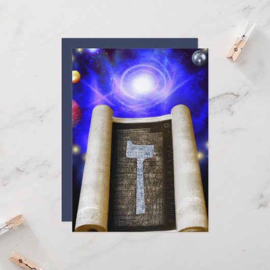 Hebreeuws Alphabet Invitation Kaart (Voorkant / Achterkant in situ)