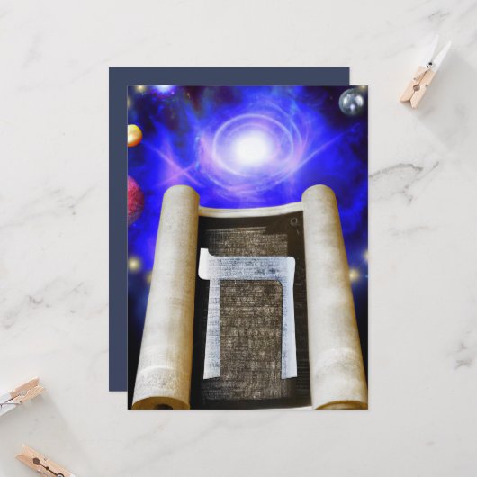 Hebreeuws Alphabet Invitation Kaart (Voorkant / Achterkant in situ)