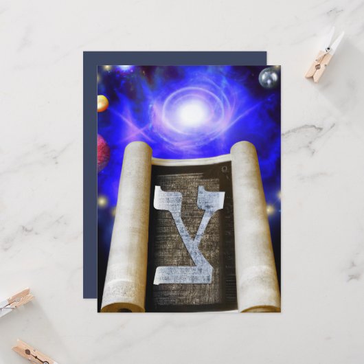 Hebreeuws Alphabet Invitation Kaart (Voorkant / Achterkant in situ)