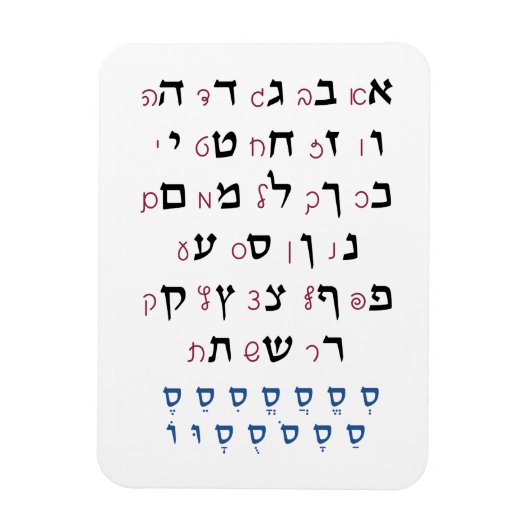 Hebreeuws Alphabet met Nikkud Jewish Education Col Magneet (Verticaal)