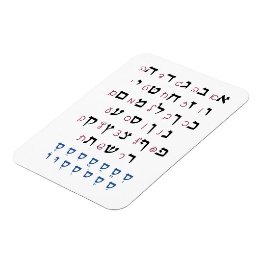 Hebreeuws Alphabet met Nikkud Jewish Education Col Magneet (Linkerzijde)