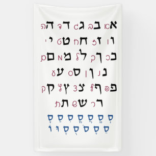 Hebreeuws Alphabet met Nikkud Jewish Education Col Spandoek