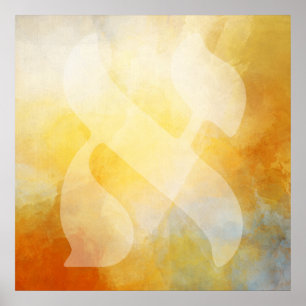 Hebreeuws Letter Aleph Typografie Art Poster