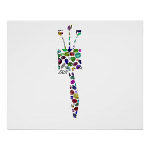 Hebreeuws Letter ZAIN met Gemstenen Perfect Poster