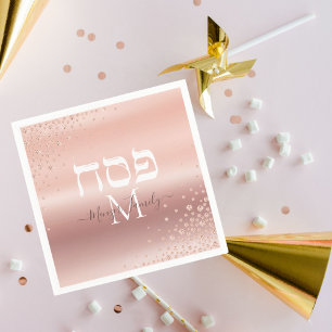 Hebreeuws Passover Monogram Roos Glitter Servet