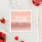 Hebreeuws Passover Monogram Roos Glitter Servet (Insitu)